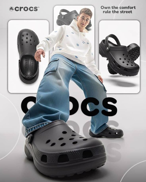 clogs, crocs, foam shoes, slip on shoes, casual shoes, comfort shoes, clog sandals, brand awareness, lifestyle, bold, energetic, neutral, blue